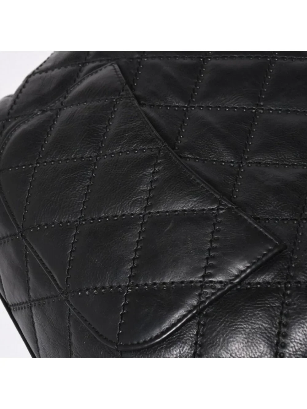 Chanel Chain Tote Bag CC Logo Quilted Leather Black Gold
